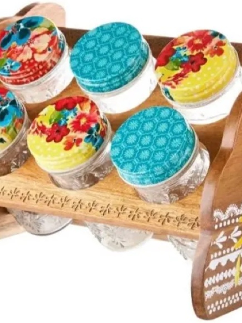The Pioneer Woman Floral Blue and Yellow Mini Glass Favor Jars